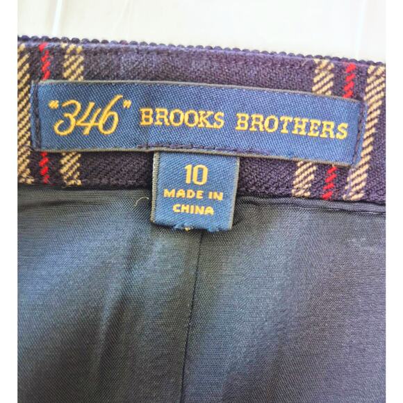 Brooks Brothers Tartan Plaid Wool Skirt Sz 10 Faux Wrap Blue Red Academia Preppy - Picture 5 of 10
